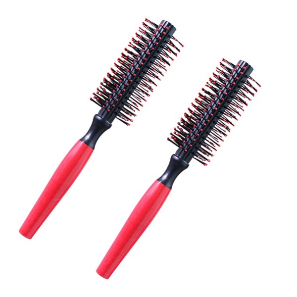 Miaija 2Pieces Quiff Roller Comb Red Mens Round Hair Styling