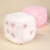 Heart Embroidered Fuzzy Plush Dice - 3-Inch Decorative Car Mirror