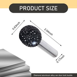 Arwrilt 2 PCS Bling Car Door Lock Knobs, Alloy Diamond Inner Door Latch Lock Pin Cover, Universal Vehicle Interior Decoration Accessaries, Suitable for Most Cars (Black)