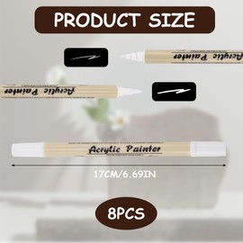 8 x White Textile Pens, Machine Washable, Textile Pens, White, Laundry Pen, Boil-proof, Dual Tip Fabric Markers, Permanent for Creative Decorations on Fabric, Non-Toxic Fabric Colouring Pens for DIY,