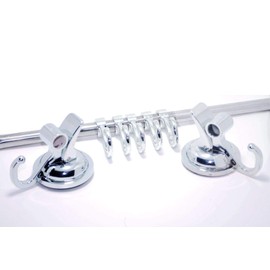 iRomic Suction Cup Hook Hanger Holder Rack Rail Towel Bar Organizer for Bathroom Shower Wreath, Loofah,Robe,Towel,Coat,Cloth,Kitchen Utensils,Wall Mounted on Glass Door,Window,Tile Wall