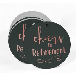 Inkdotpot Cheers To Retirement Bottle Tag Real Rose Gold Foil Favor Hang Tags Pack Of 50