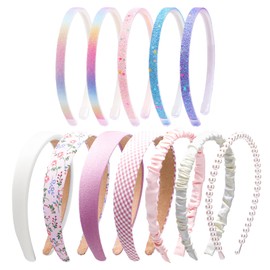 Aquzhou 12 PCS Headbands for Women's Hair Girls Headbands Set, Pearl Headband Women, Non Slip Floral Headbands Vintage Wide Headbands for Girls