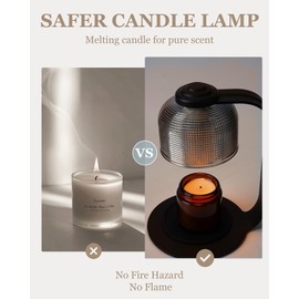 Flamelessman Candle Warmer Lamp with Timer 2 Bulbs, Home Decor Candle Lamp for Soy Candle, Gift for Mom Friends and New Home(Pixel-Art Black Glass)