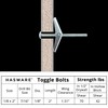 HASWARE Toggle Bolt Zinc Plated Steel and Wing Nut for