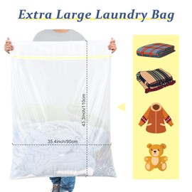 OTraki Wäschenetz xxl, Wäschesack Groß 90x110cm 2 Stücke Wäschebeutel Wiederverwendbare Wäschenetze mit Reißverschluss wäschenetz groß für gardinen Haustier Plüschtier Waschmaschine