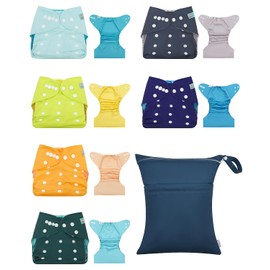 ALVABABY 6 pcs Baby Cloth Diaper Covers with One Wet Bag, Swim Diaper,Cloth Diaper Shell Baby Girls and Boys 6CDC03A