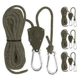 CREECHWA 4M Reflective Guy Ropes Rope with Rope Tensioner, Pack of 4 Guy Ropes Camping, Guy Ropes for Awning Black, Tent Cord with Tensioner, Tent Accessories, Easy to Install and Tension