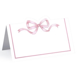 120pcs Pink Bow Place Cards, 2 x 3.5 Inch Bow Knot Table Place Card, Table Setting Name Cards for Wedding Birthday Party Baby Shower