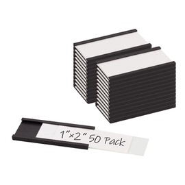 Realth Magnetic Label Holder, Pack of 50, C-Channel Magnetic Labels, 25.4 mm x 50 mm, Writeable, Dirt-Free, Removable, for Whiteboard, Metal Wall Cabinets and Drawers (MLH1250)
