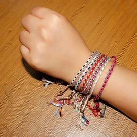 MYANAIL 12Pcs Braided Rope Colorful Bracelet for Women Friendship Jewelry Retractable Wire Gold Bead Bracelet Set (Colorful-A)