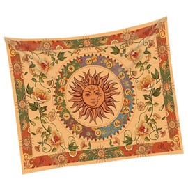 ULTECHNOVO Sun and Moon Face Tapestry Aesthetic Floral Wall Hanging Decor Versatile Background Cloth for Living Bedroom Garden and More
