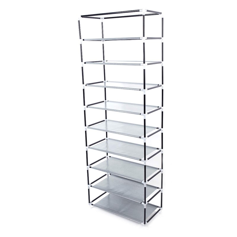 ELOMBR 10-Tier Non-Woven Fabric Shoe Rack, Large Shoe Shelf, 2