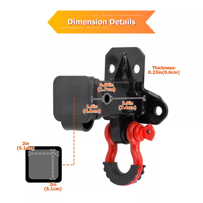 SI UTV 2" Rear Towing Hitch with 3/4" D-ring For