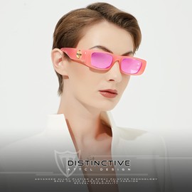 ATTCL Polarised Women's Rectangular Frame Sunglasses Trendy Chunky Sunglasses with UV Protection, Pink + Pink/Mirrored