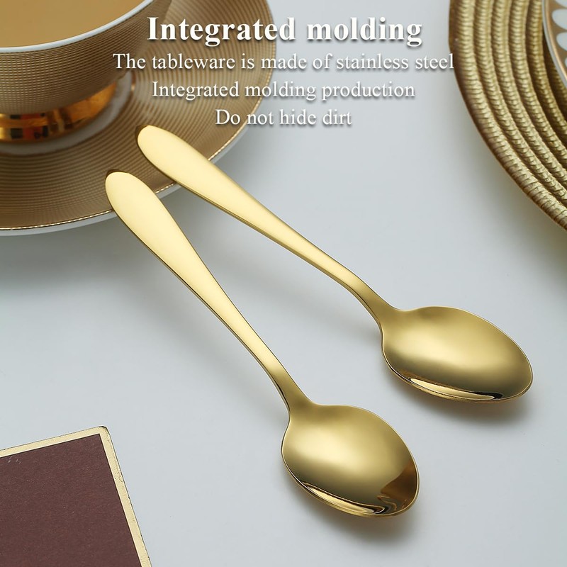 Kyraton Golden Teaspoons 12 Pieces 14cm Stainless Steel Titanium Plated