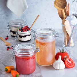 Bormioli Rocco Fido Cylinder 25.25 oz Airtight Glass Jar (Set of 2) - BPA-Free, Dishwasher & Microwave Safe - Clear Canister Ideal for Food Storage, Canning, Fermentation, Home Kitchen Organization