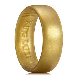 King Will Men's Silicone Wedding Band - 1.8mm Ultra Thin Ring with Gold Metallic Shimmer | Comfort Grip Inner Design | Hypoallergenic Rubber Ring for Gym, Work, Travel Size 10