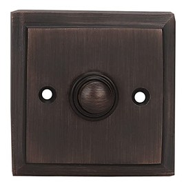 A29 Oil Rubbed Bronze Doorbell Button – 2 1/2" x 2 1/2" – Vintage Decorative Style Door Bell in Brass with Recess Mount – Antique Finish, Wired for Two-Wire Chimes, Weatherproof, Easy DIY Install