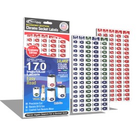 Chrome Foil Socket Labels – Color-Coded Adhesive Stickers for SAE, Metric & Torx – Easy-to-Read Tool Labels for Organizing Socket Sets (170 Pieces)