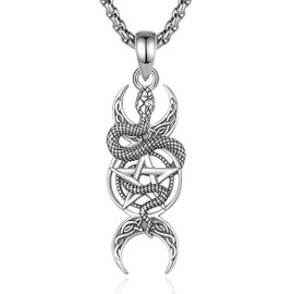 CELESTIA Moon Goddess Hecate Necklace Women's Moon Chain Silver 925 Witch Witch Jewellery Esoteric Spiritual Gifts Women, Sterling Silver, No Gemstone