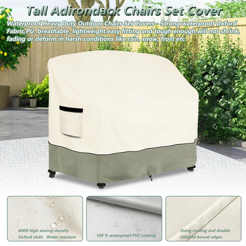Tall Adirondack Chairs Set Cover for Poly Balcony Chair with