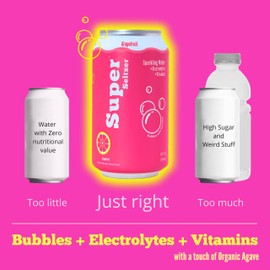 Super Seltzer Sparkling Water with Electrolytes and Vitamins, Grapefruit Naturally Flavored, 12 Fl Oz, Pack of 12 cans