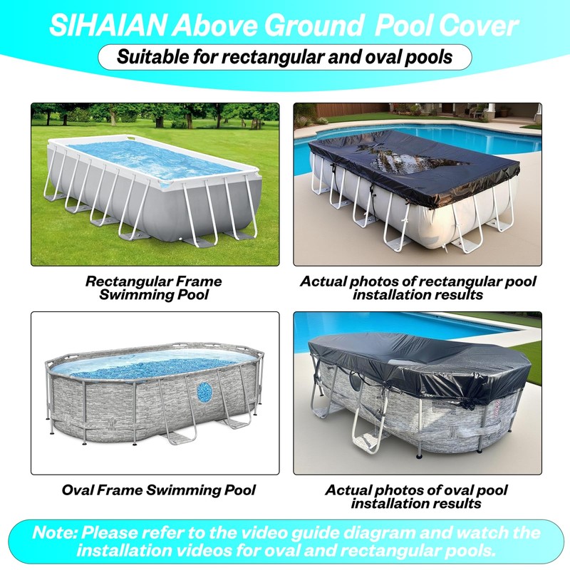 SIHAIAN 12x18Ft Oval Pool Cover with Side Storage for Oval