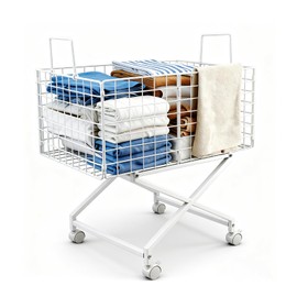 Solcasaco Rolling Laundry Basket with Wheels, 27" Elevated 80L Cart White