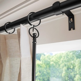 TWOPAGES 1 Pack-45 inch Curtain Pull Wand-Iron Curtain Pull Rod-Strong Drapery Pull Rod for Opening and Closing Curtains, Black