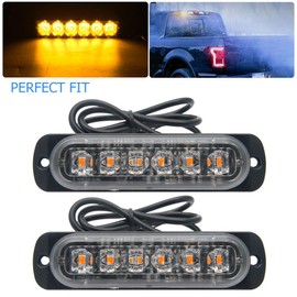 Emergency Strobe Lights, Maso Amber Recovery Car 6LED Light Bar Orange Grill Breakdown Flashing 18 Modes 12/24V Pack of 6