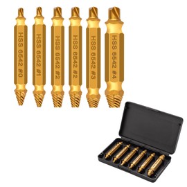 Llewyn Screw Extractor Damaged Screw-Remover - 6 Pcs HSS 6542 Stripped Screw Extractor Kit for Easily and Quickly Remove Common Sizes of Damaged, Broken or Stripped Screws (Titanium Plating)