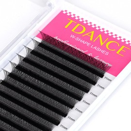 TDANCE W Eyelash Extensions 3D Premade Fans W Lashes Matte Black W Shaped Volume Fans (W-3D-0.07-M-8-15mm)