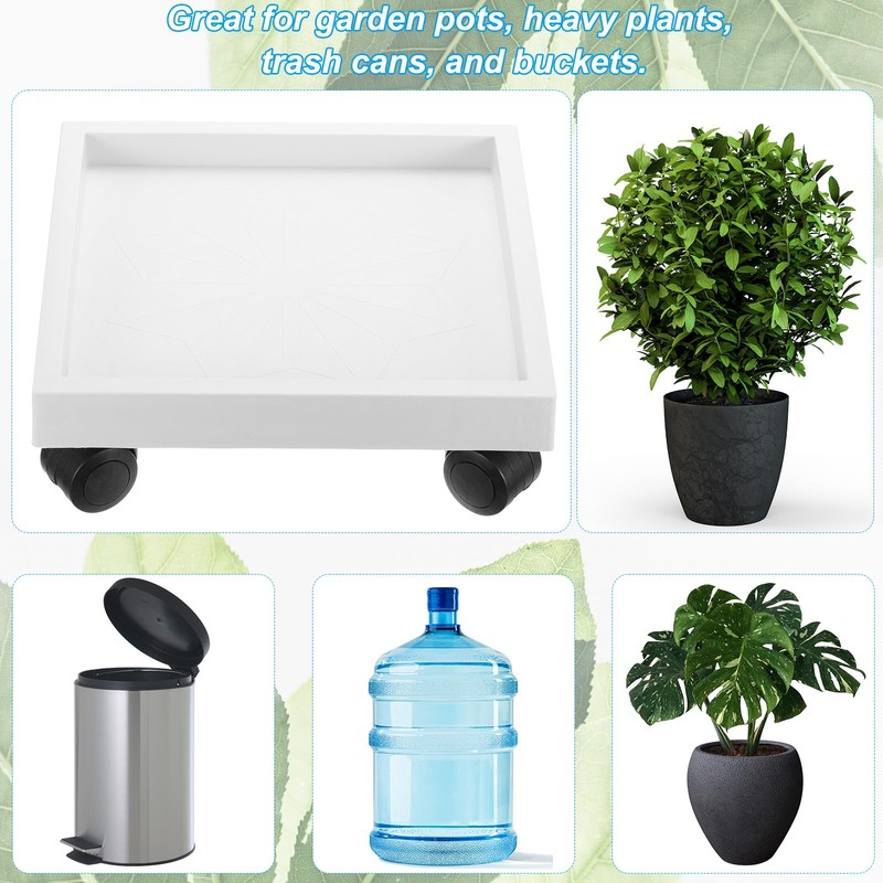 PATIKIL Square Planter Caddy with Wheels, 9.8 Inch Rolling Plant