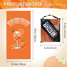 Aperol Geschenk Strandtuch 90x180cm, Aperol Strandtuch XXL, Sandfest Strandhandtuch Groß Aperol Spritz Accessoires Merch Deko Damen, Geschenkset Für Frauen, Kollegin (Bin Auf Aperol Spritztou)