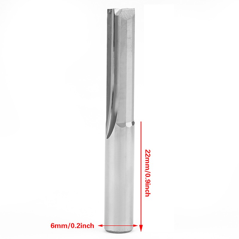 5PCS 6x22mm Router Cutting Bit Double Flute Straight Slot CNC