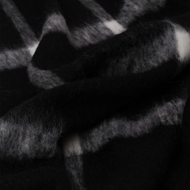 Huaraz Night - Alpaca Wool Throw Blanket Handwoven Soft Warm Plaid Design Black/Gray/Ivory 70" x 46"