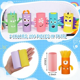 Henoyso 100 Packs Cardboard Tubes for Craft 1.57 x 3.74 Inches DIY Empty Toilet Paper Rolls Craft Cardboard Paper Round Tubes for Kids School Supplies Classrooms Gift DIY Art (Multicolor)