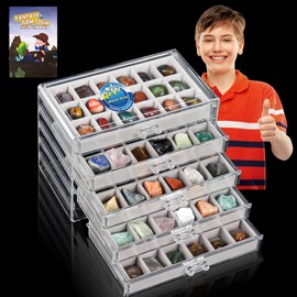Rock Collection Display Case - Display Shelf for Collectibles - Rock Collections Box for Kids - Rock Collection Storage - Rock Collections Box for Kids 90 Grids