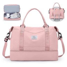 Bolsa de viaje con compartimento para zapatos, bolsa de noche para mujer, bolsa de transporte de artículos personales, bolsa de gimnasio, A-Rosa, Large, Bolsa de viaje con compartimento para zapatos