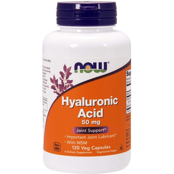 NOW Supplements, Hyaluronic Acid 50 mg with MSM, Joint Support*, 120 Veg Capsules