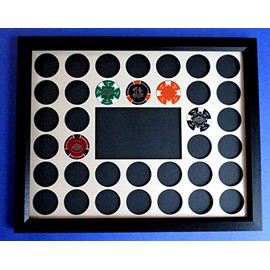 Chip Display Frame and Natural Birch Insert for Poker and Harley chips Frame and custom laser-cut insert holds 36 chips Christmas Gift