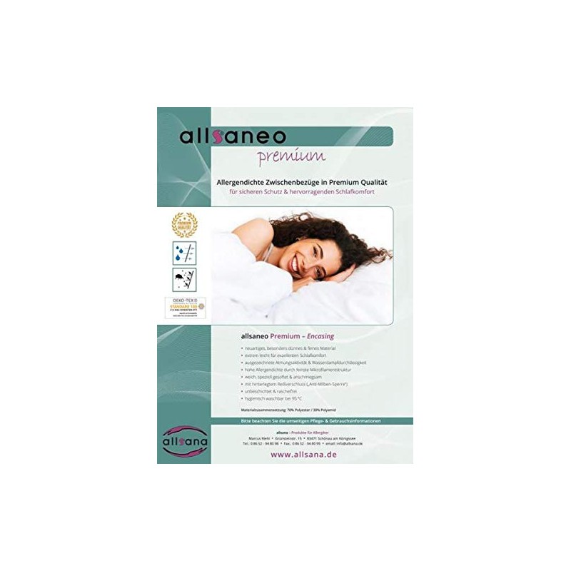 allsaneo Premium Allergy Sufferers Pillowcase 40 x 80 cm Allergy