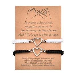Matching Bracelets for Best Friend Long Distance Couple Gifts for Him Her Friendship Bracelets Gifts for Women Girls Bestie Soul Sister Gifts for Women Girls Heart Bracelet Braided Set for 2