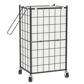 WOWLIVE Laundry Hamper with Wheels,Metal Wire Frame Rolling Laundry Basket with Removable bag,100L Dirty Clothes Hamper Organizer Dorm Room Storage for Bedroom,Bathroom,Black and White