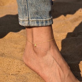 Yoosteel Gold Initial Ankle Bracelets for Women, 14K Gold Plated Dainty Layered Letter G Anklets Set for Women Hot Fashion Summer Beach Jewelry Gifts