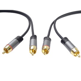 PremiumCord RCA HQ Cable 2 x RCA Male to 2 x RCA Male Audio Video Connection Cable for TV Mobile Phones MP3 HiFi Shielded Metal Connector M/M Length 3 m