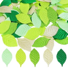 PPhtony Fake Fabric Leaves Mixed Green Series Artificial Leaves for Scrapbooking Card Making Paper Art Craft Projects Wedding Christmas Thanksgiving Party Favor Invitation Table Tree Decoration (100)