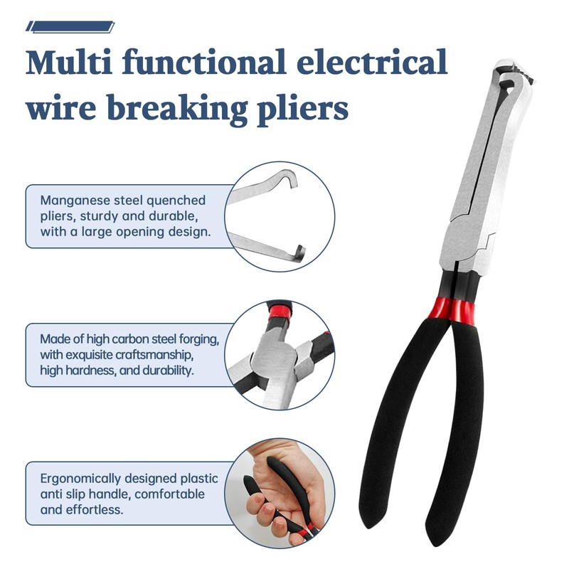 8" 60-Degree Electrical Disconnect Pliers Set, 3-Piece Angled Push Tab