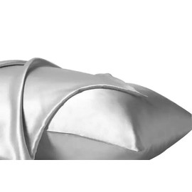 Silk Pillowcase 65 x 65 cm – Anti-Wrinkle, Anti-Dust Mite and Non-Absorbent Pillow – 100% Silk for Healthy Hair and Skin (Silver)